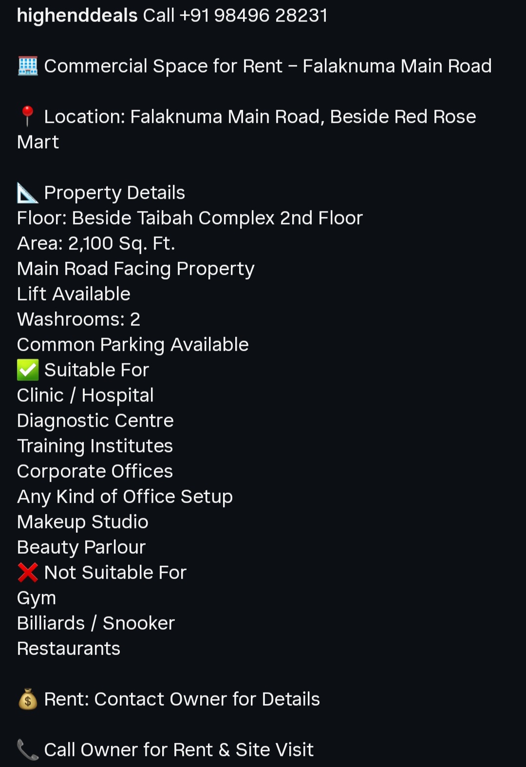 Commercial Space Available for Rent