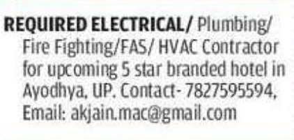 🏗️ Contractors Required – 5 Star Hotel Project