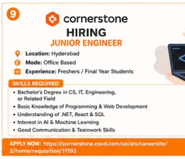 Cornerstone Hiring – Junior Engineer