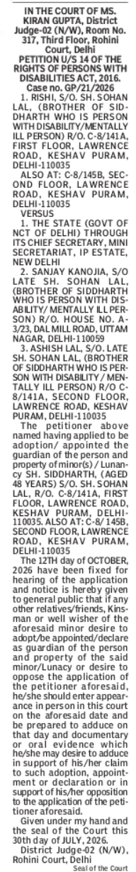 Court Notice – Guardianship Petition for Person with Disability