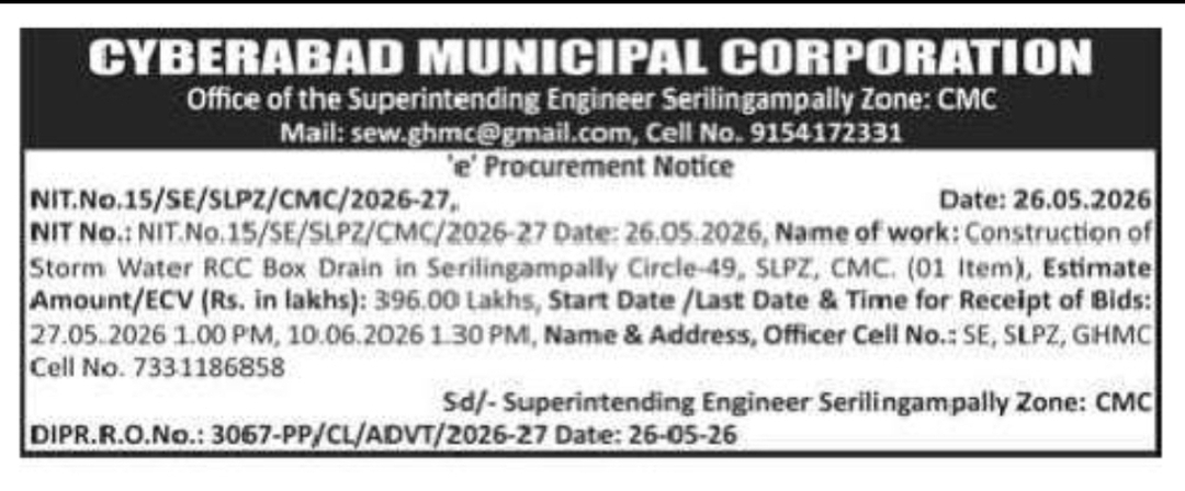 CYBERABAD MUNICIPAL CORPORATION – Serilingampally Zone (SLPZ)