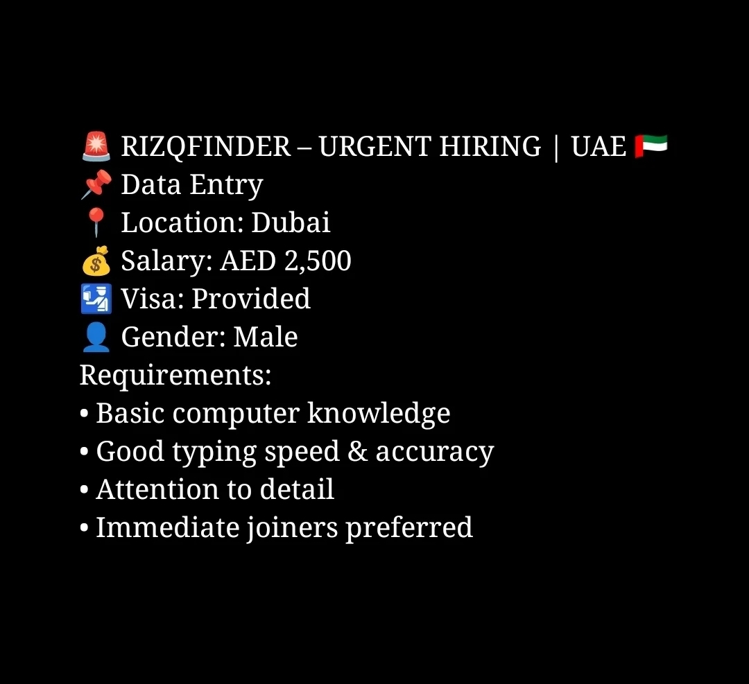Data Entry – Dubai