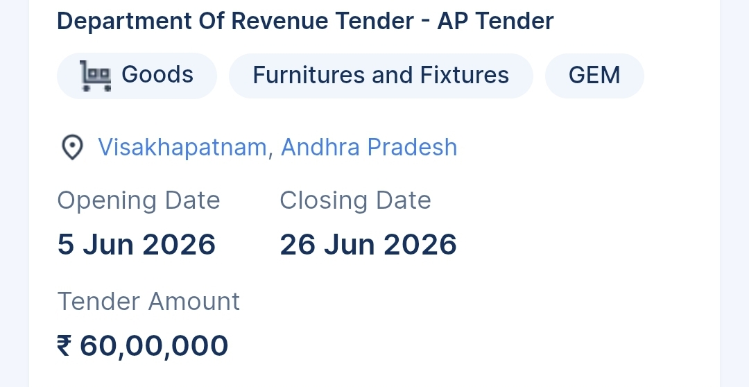 Department Of Revenue Tender - AP Tender
