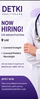 DETKI Hiring Specialist Doctors – UAE