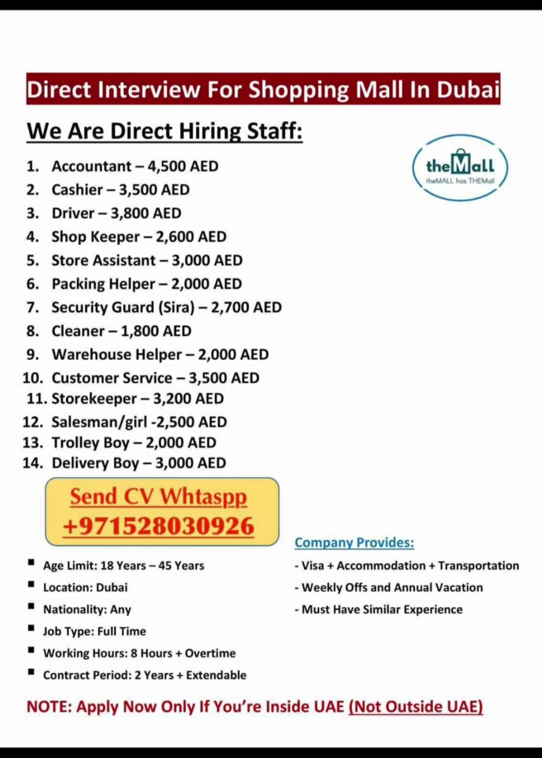 Direct interview of shopping mall in Dubai