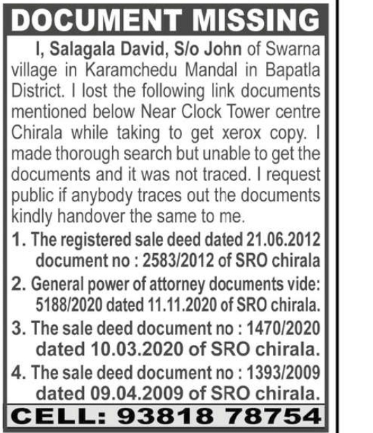 DOCUMENT MISSING NOTICE