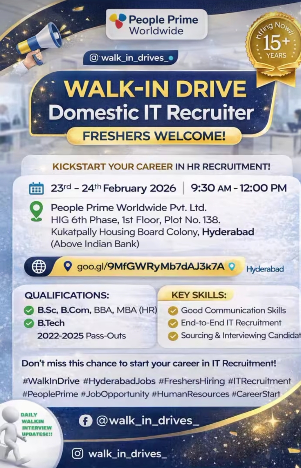 Domestic IT Recruiter | Hyderabad (Career-Start Motivational Tone)
