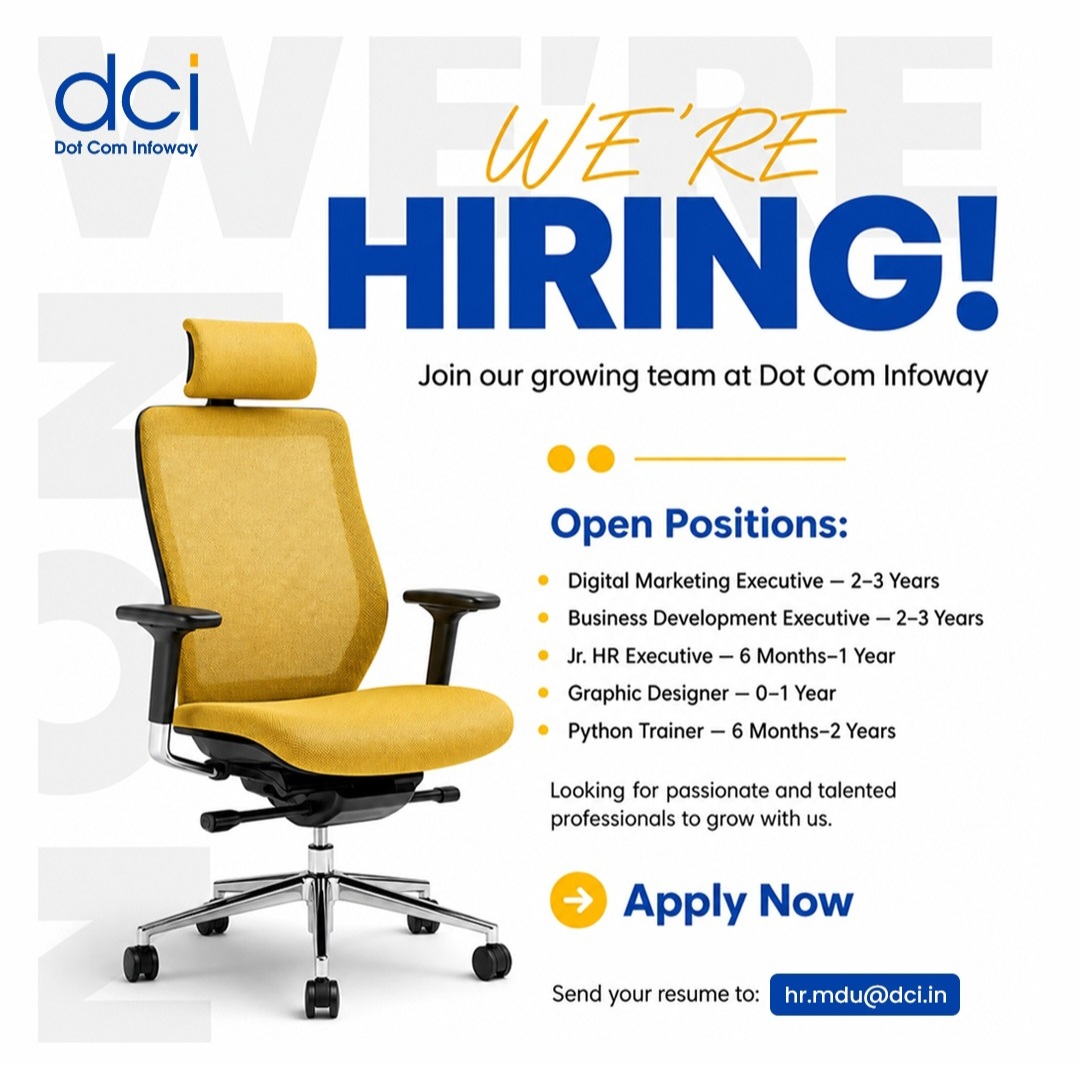 Dot Com Infoway is hiring passionate and talented professionals to join our growing team.