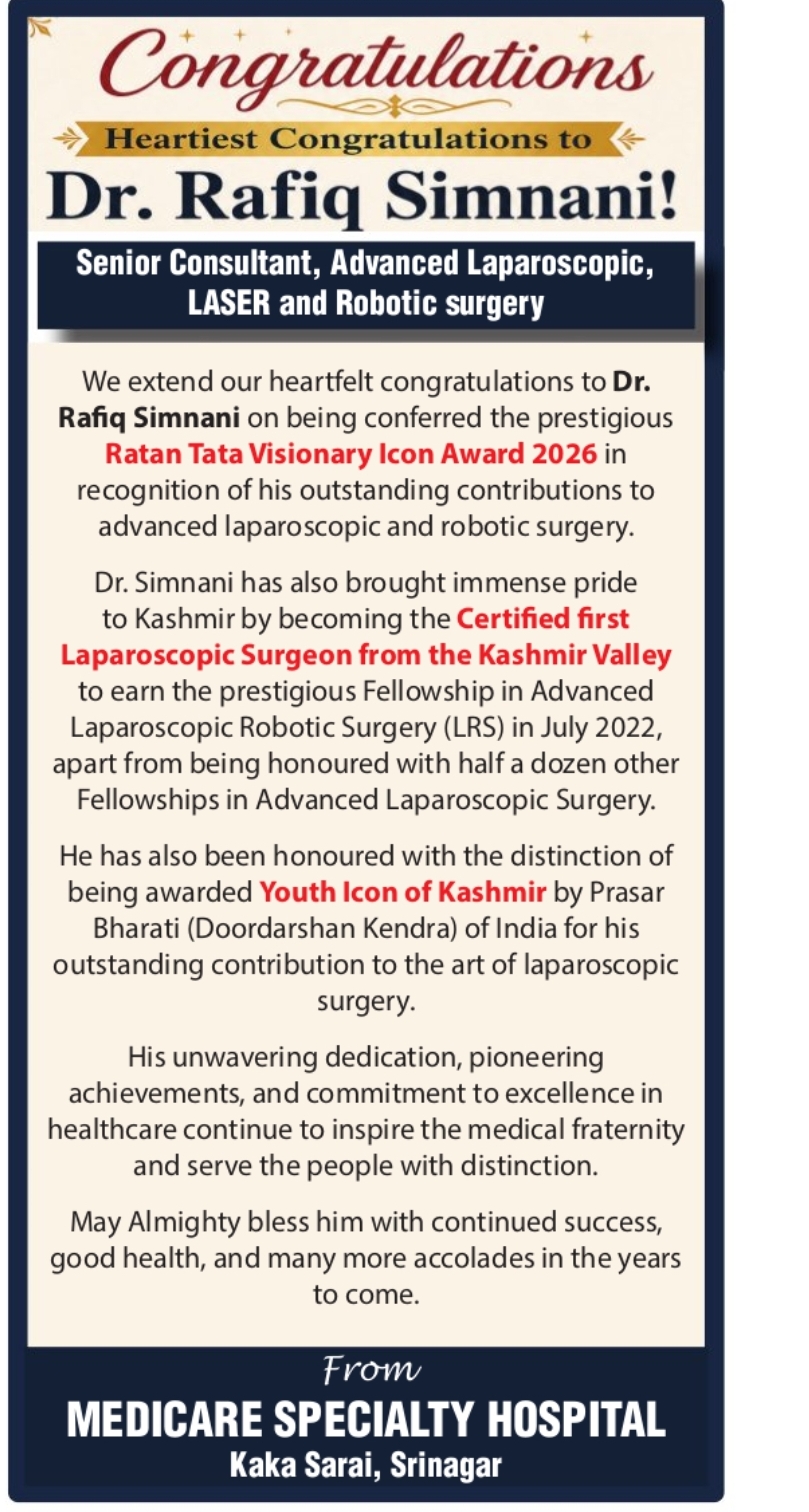 Dr. Rafiq Simnani Honoured with Ratan Tata Visionary Icon Award 2026