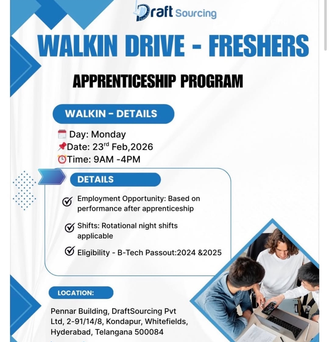 DraftSourcing – Apprenticeship Program (Hyderabad)