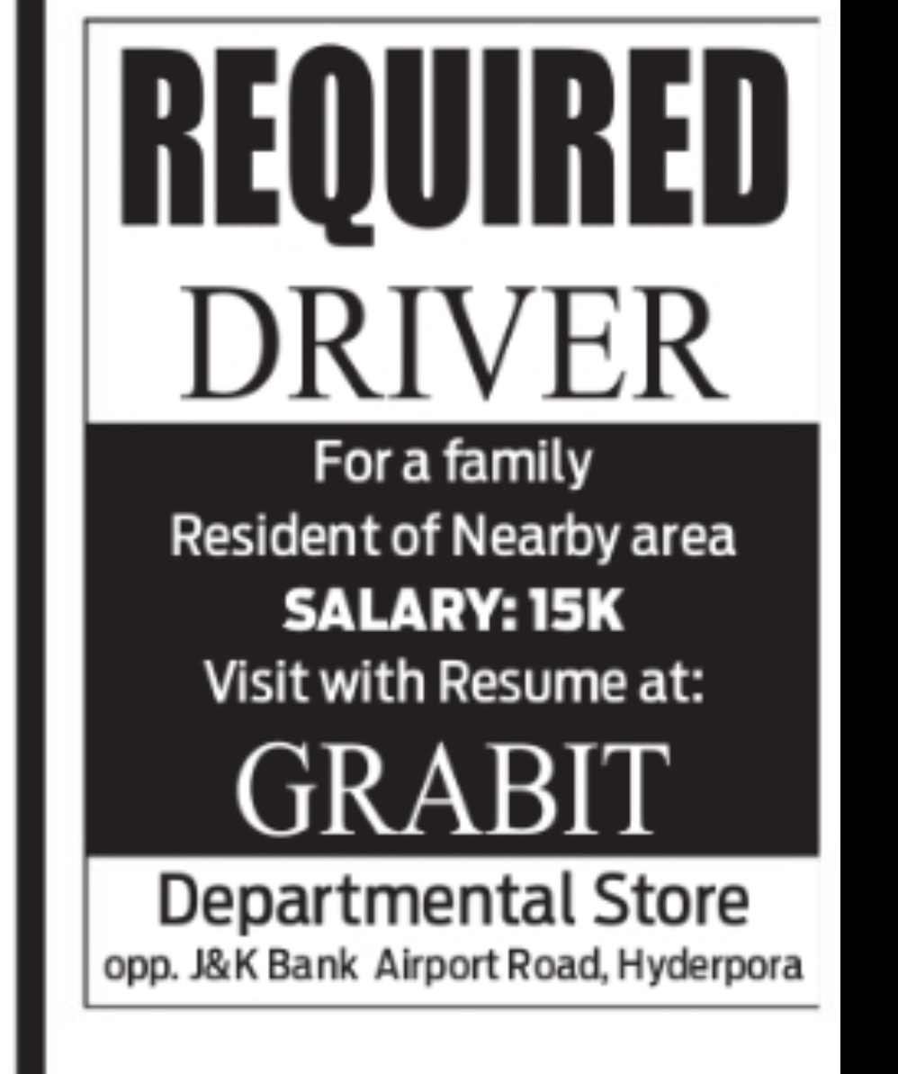 DRIVER REQUIRED – FAMILY