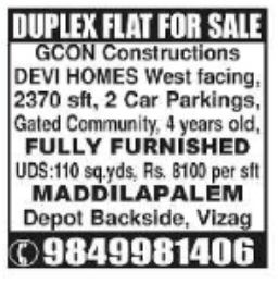 Duplex Luxury Flat for Sale – Devi Homes, Vizag