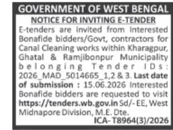 E-Tender Notice – Canal Cleaning Works