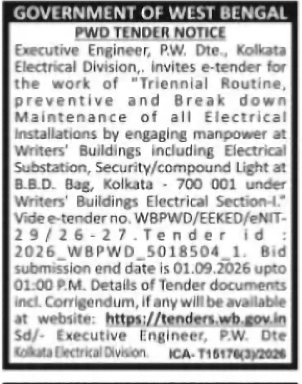 Electrical Maintenance Services – Writers’ Buildings, Kolkata
