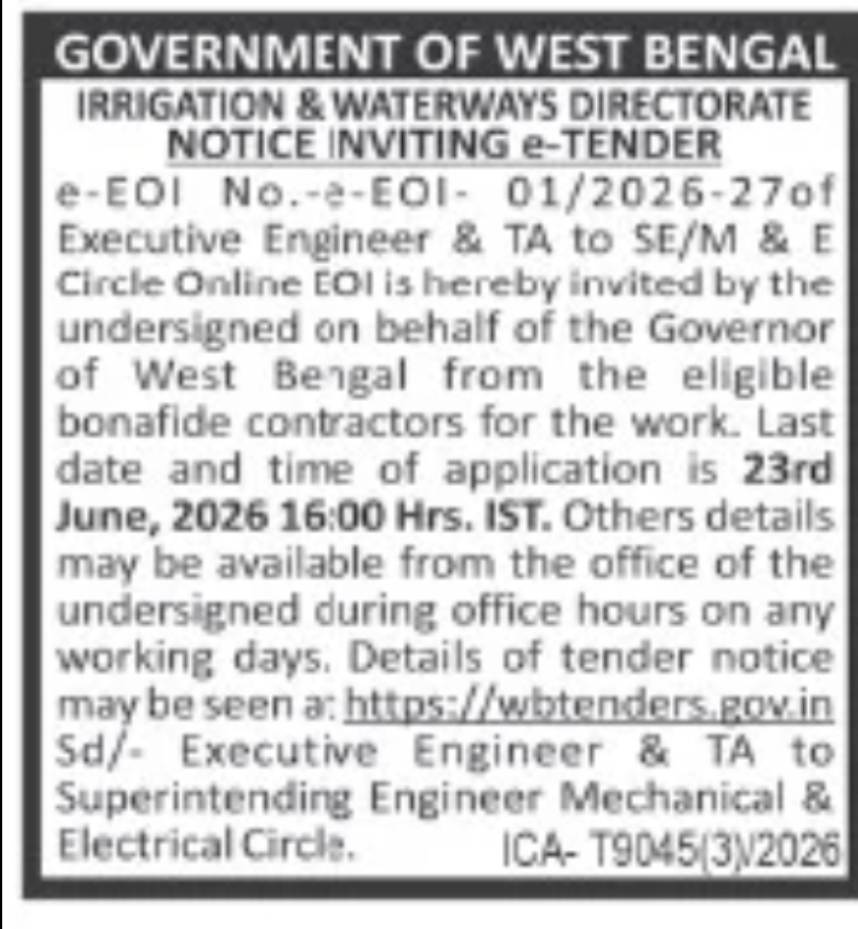 Expression of Interest (EOI) – Irrigation & Waterways Directorate