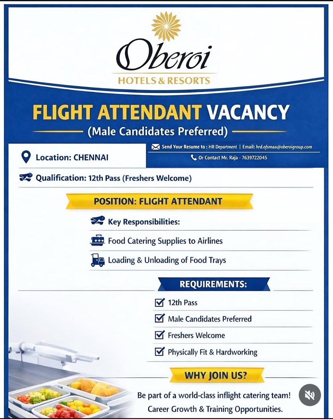 FLIGHT ATTENDANT VACANCY (Male Candidates Preferred)