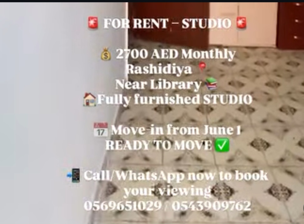 FOR RENT – STUDIO APARTMENT