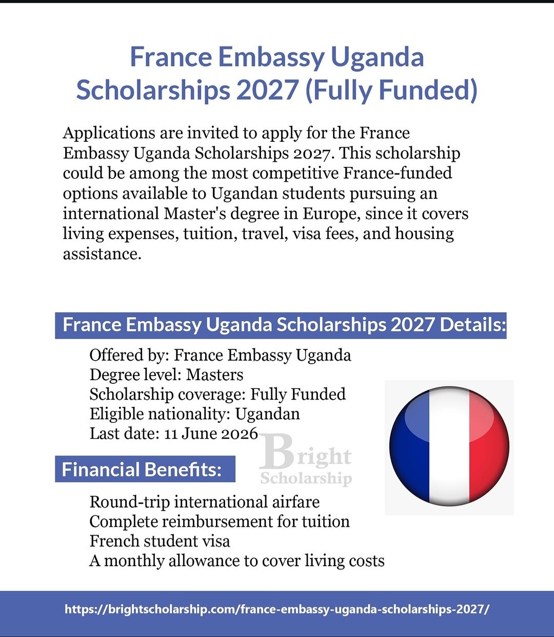 France Embassy Uganda Scholarships 2027 (Fully Funded)