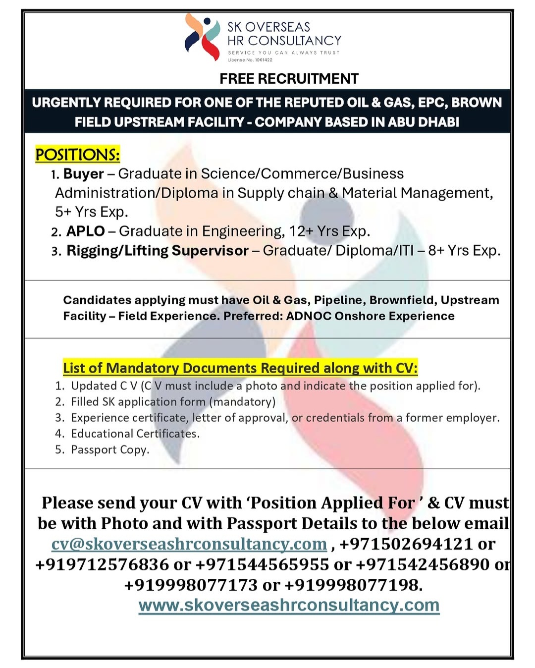 FREE RECRUITMENT – ABU DHABI