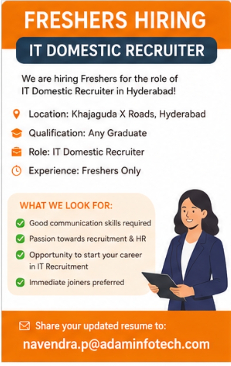 🚨 Freshers Hiring – IT Domestic Recruiter 🚨