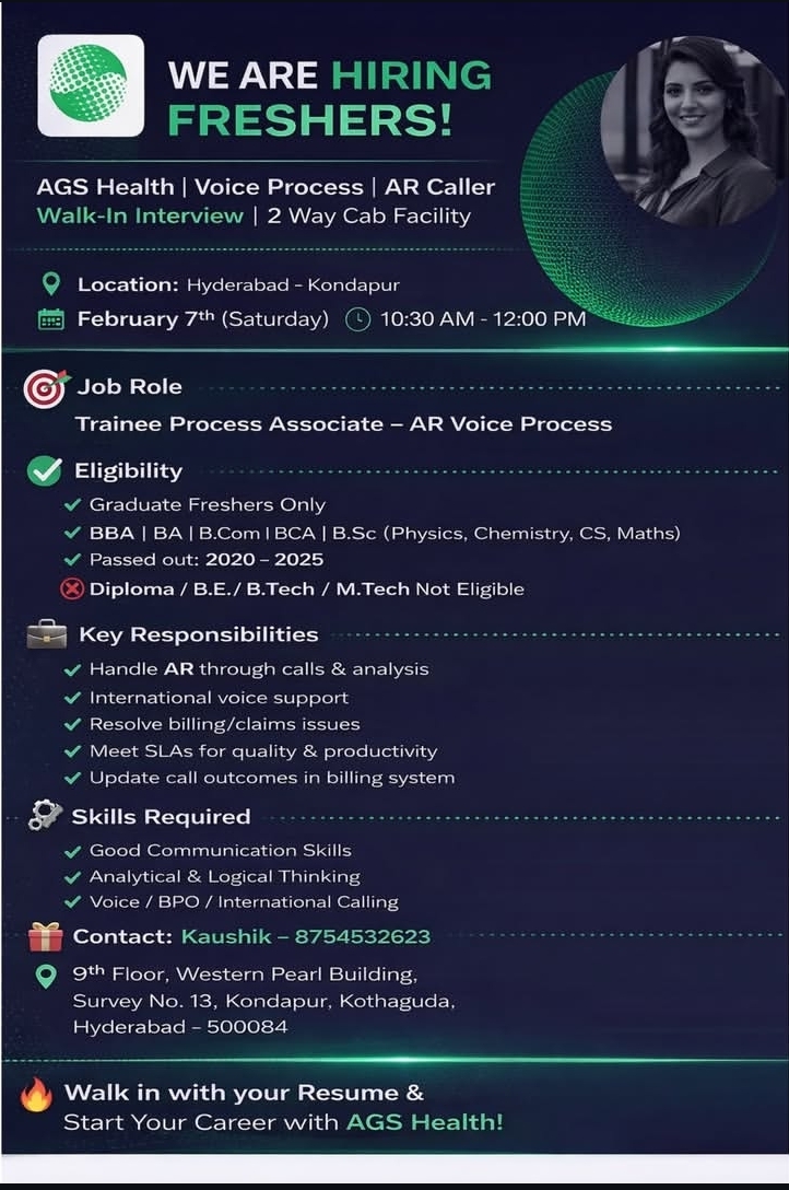 FRESHERS HIRING WALK-IN DRIVE