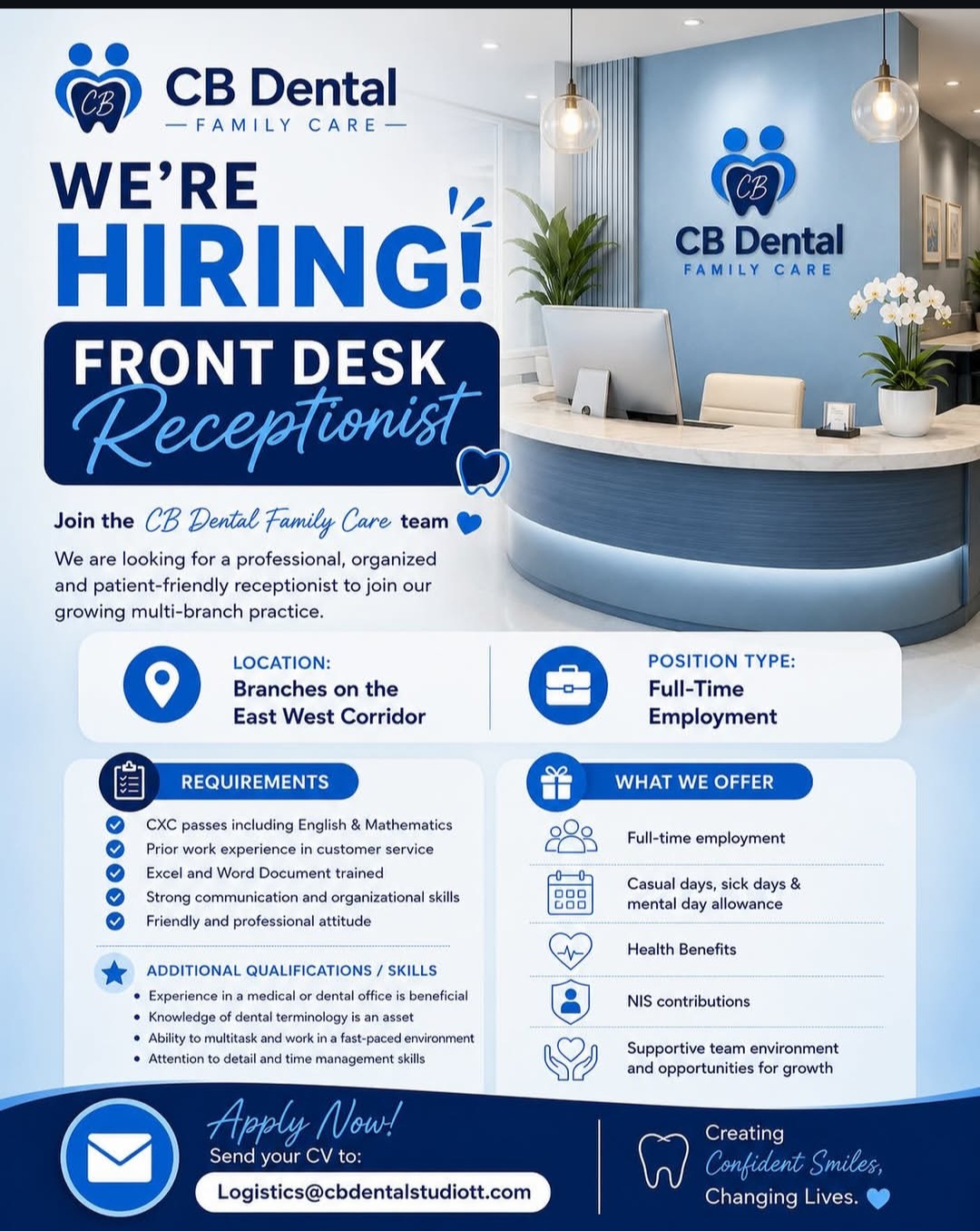 Front Desk Receptionist – CB Dental Family Care