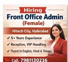 Front Office Administrator (Female) – Hitech City, Hyderabad
