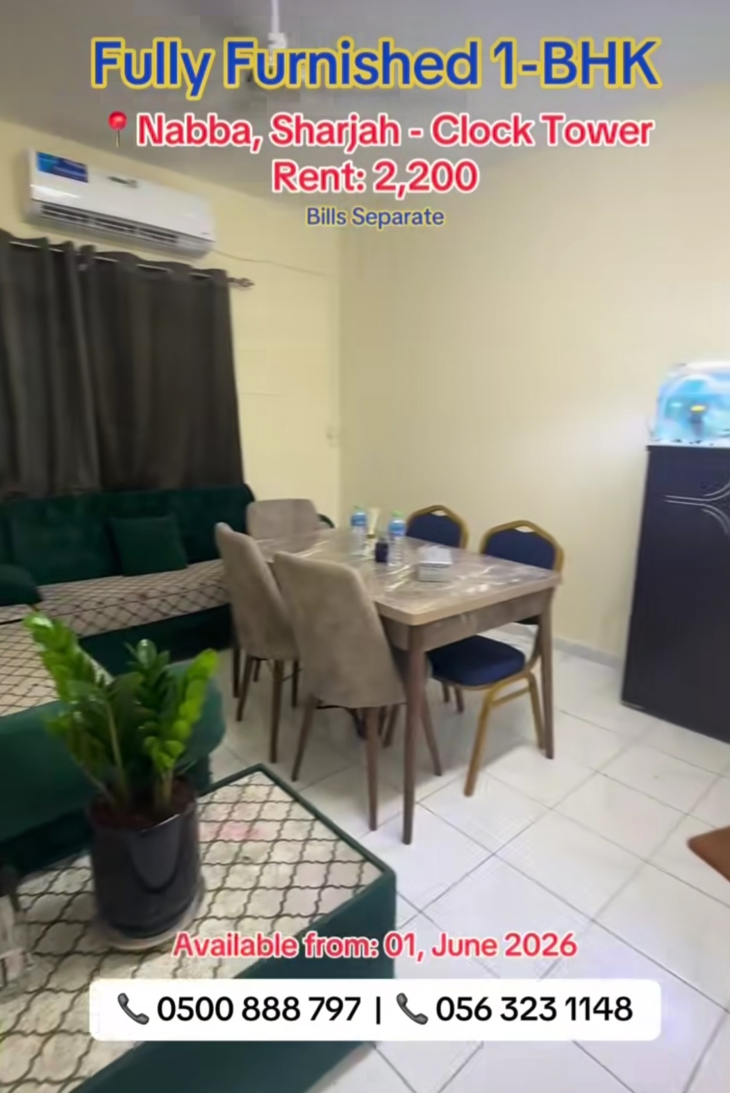 Fully Furnished 1-BHK Available for Rent in Nabba, Sharjah – Near Clock Tower