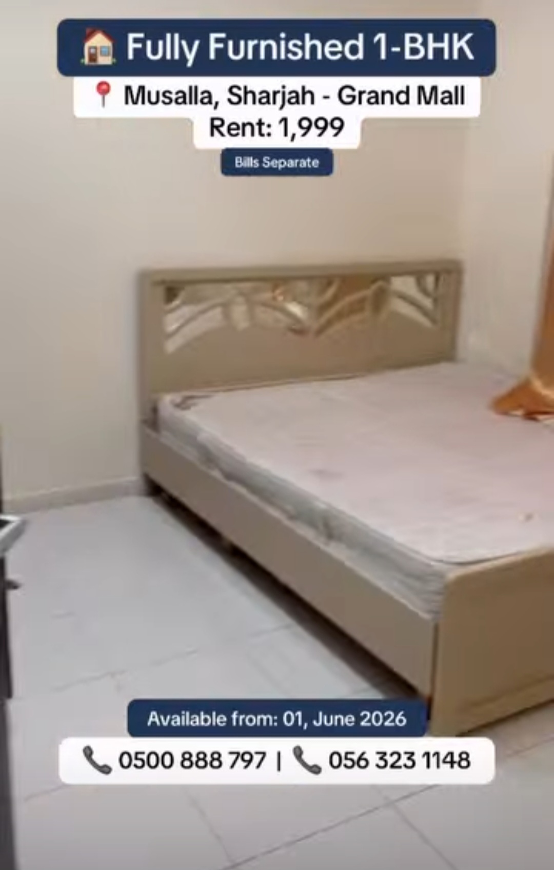 Fully Furnished 1-BHK for Rent – Musalla, Sharjah (Near Grand Mall)