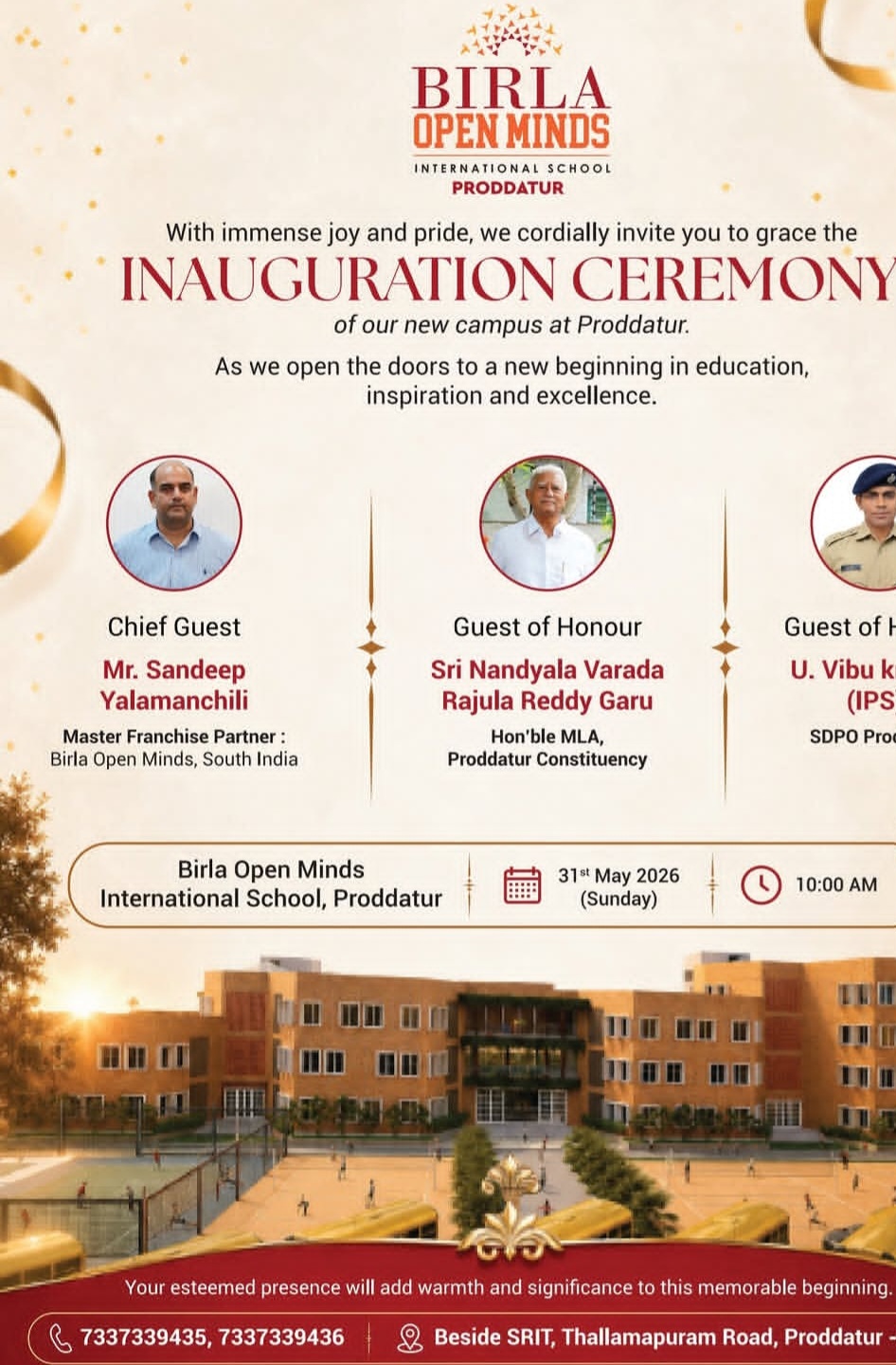Grand Inauguration of Birla Open Minds International School, Proddatur