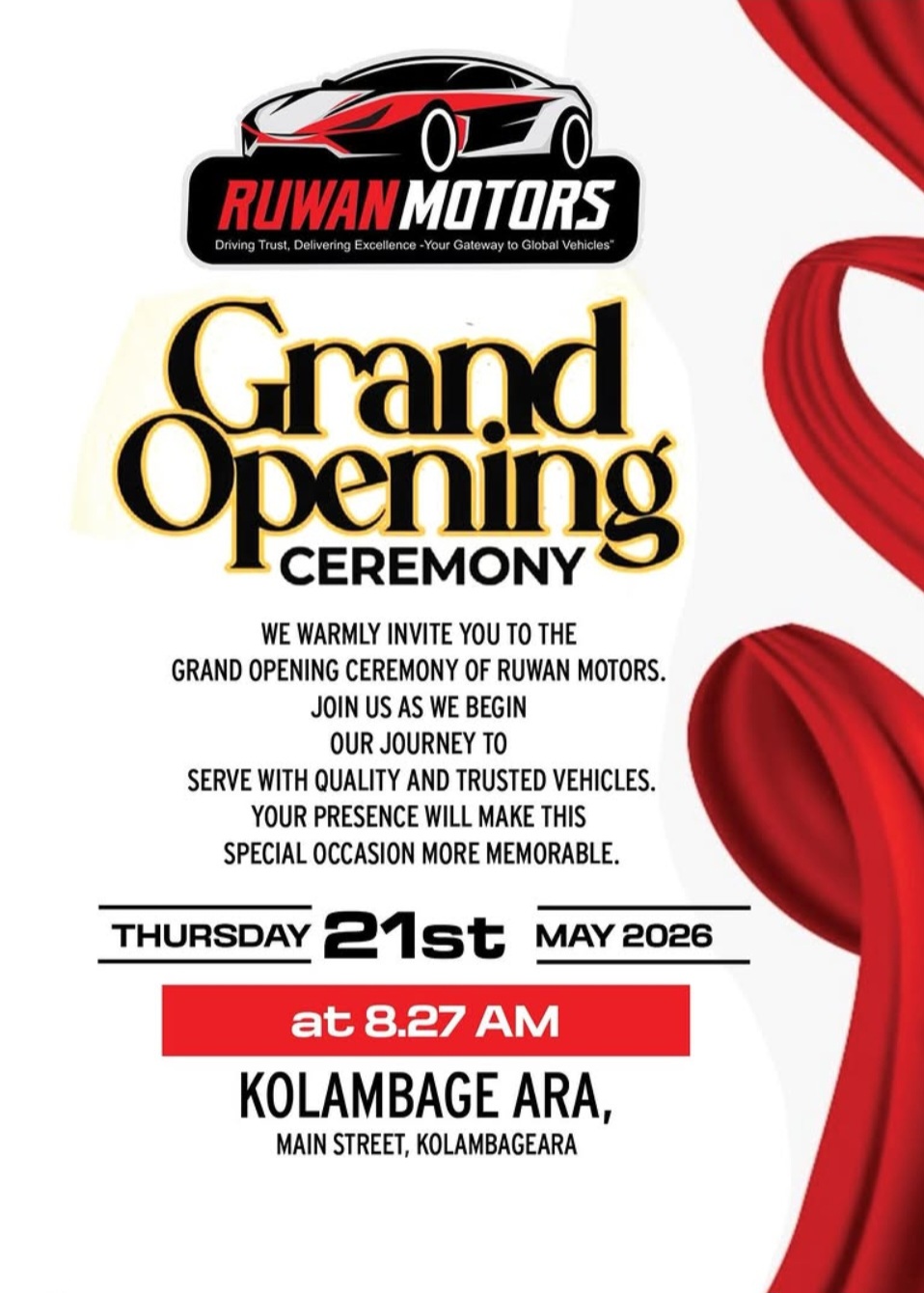 Grand Opening Ceremony – RUWAN MOTORS
