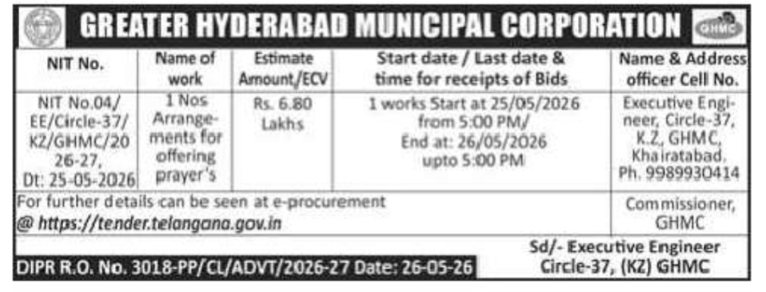 GREATER HYDERABAD MUNICIPAL CORPORATION – Circle-37 (Khairatabad Zone)