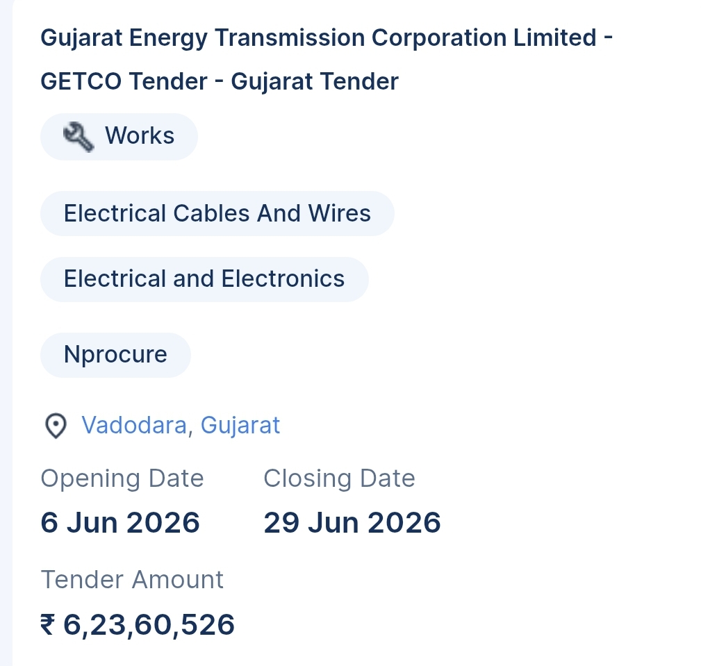 Gujarat Energy Transmission Corporation Limited - GETCO Tender - Gujarat Tender