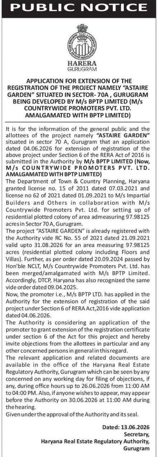 HARERA Gurugram Notice