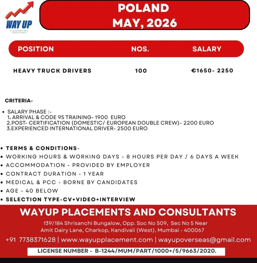 Heavy Truck Drivers Required for Poland – May 2026