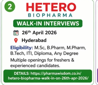 Hetero Biopharma – Walk-In Interviews