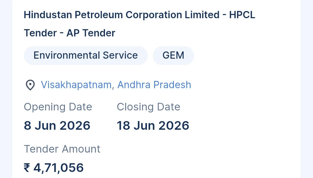 Hindustan Petroleum Corporation Limited - HPCL Tender - AP Tender