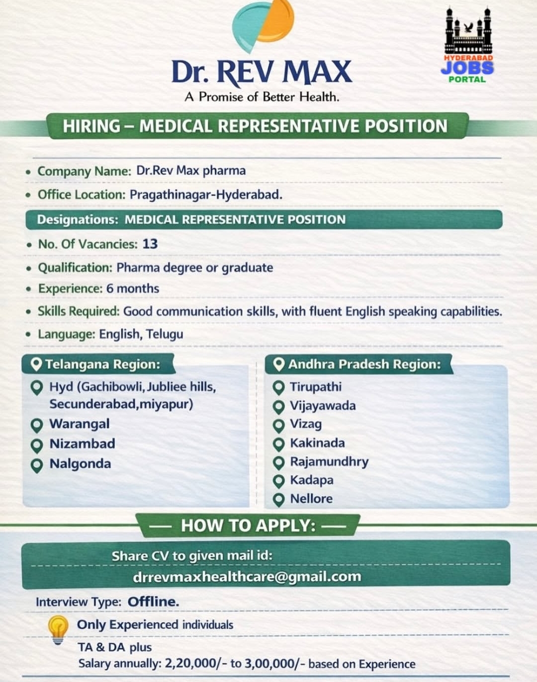 🚀 Hiring Alert – Medical Representative