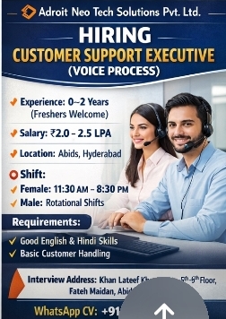 📢 Hiring: Customer Support Executive (Voice Process)