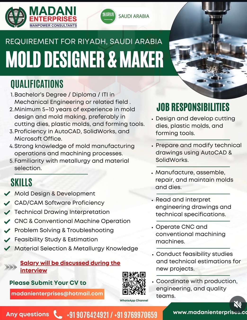 Hiring for Riyadh, Saudi Arabia – Mold Designer & Maker