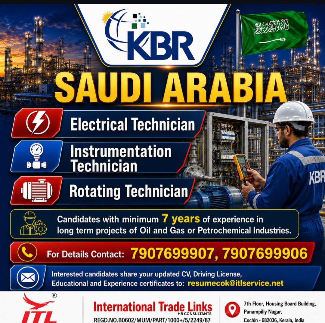 Hiring for Saudi Arabia – Oil & Gas / Petrochemical Projects