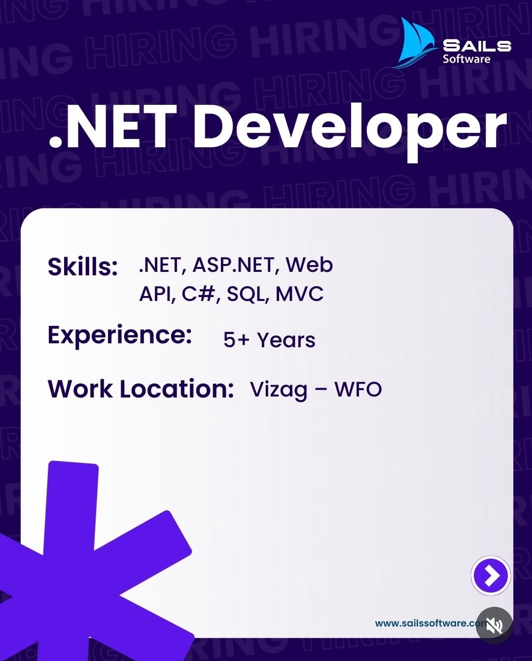 💻 Hiring: .NET Developer | Vizag (WFO)
