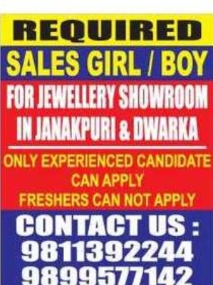 📢 Hiring Sales Staff for Jewellery Showroom (Janakpuri & Dwarka)