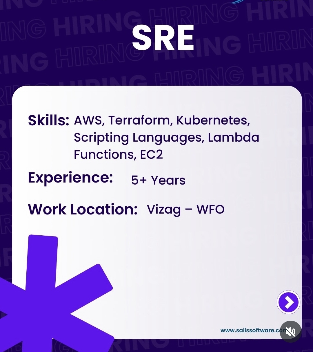 ☁ Hiring: SRE (Site Reliability Engineer) | Vizag (WFO)