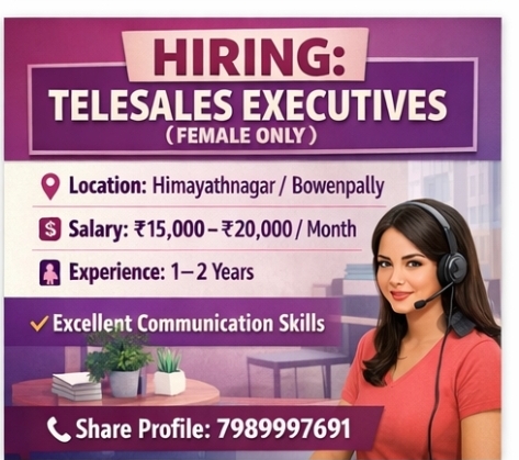 📞 Hiring: Telesales Executives (Female Only)