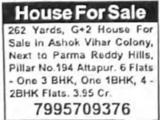 House for Sale – Ashok Vihar Colony, Attapur