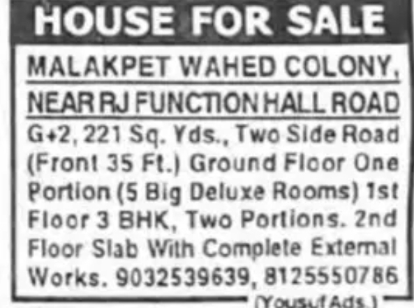 🏠 House for Sale – Malakpet (Wahed Colony)