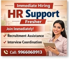 HR Support (Fresher) – Immediate Hiring