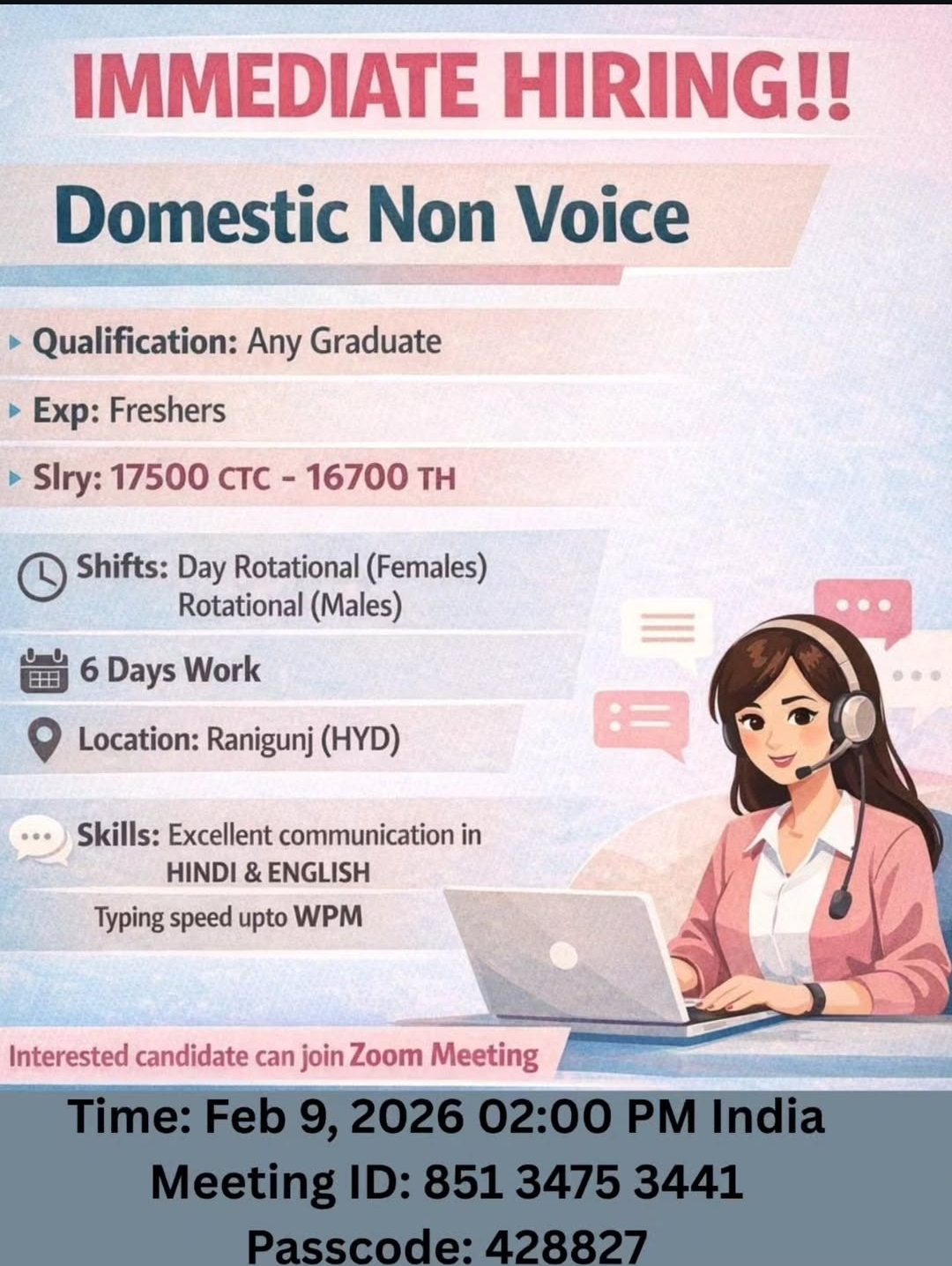 IMMEDIATE HIRING!! Domestic Non Voice