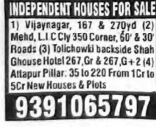 INDEPENDENT HOUSES FOR SALE